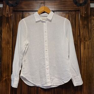J. Crew White Linen shirt size 6 slim EUC